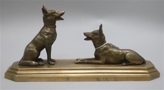 A bronze Art Deco model of Alsatians